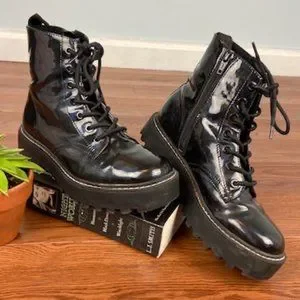 H&M Platform Combat Boots Lace Up Size